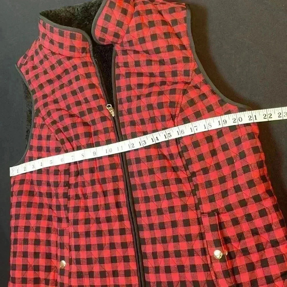 Croft & Barrow women high collar zipper closure reversible Sherpa buffalo print - Picture 3 of 9